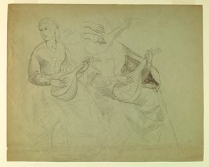 素描，《提香展示》研究，1871-72 年 作者 丹尼尔·亨廷顿