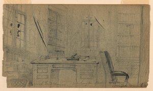 绘图，华盛顿-欧文位于阳光海岸的图书馆，1860 年 3 月 16 日 作者 丹尼尔·亨廷顿