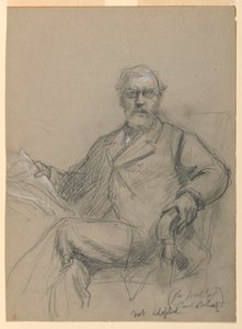 英语。  素描，卡尔-舒尔茨坐着阅读，1899年