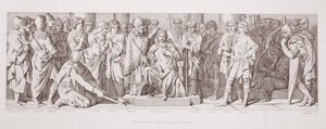哈罗德作为英格兰国王的加冕，来自“诺曼征服的故事”，由L. Gruner刻，1866年 作者 Daniel Maclise