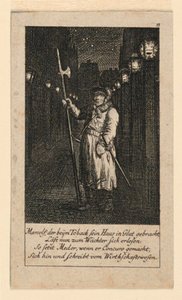 守夜人，"Königl: Grosbrit [anische] Genealogischer Kalender auf das 1780 Jahr Lauenberg bey J.G. Berenberg "的图解。