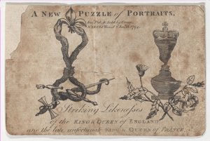英格兰和法国国王和皇后的拼图画像，1794年。