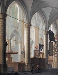 多德雷赫特的格罗特柯克（Grote Kerk）的内部，与人物交谈和孩子们玩耍