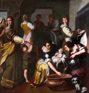 圣母的一生：《圣母玛利亚的诞生》，丹尼尔·克雷斯皮 (Daniele Crespi，1598-1630) 的绘画，十七世纪，意大利加拉拉特圣玛丽亚苏泰大教堂博物馆 作者 丹尼尔·克雷斯皮