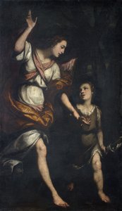 圣约翰和天使在沙漠中，1623年 作者 丹尼尔·克雷斯皮