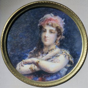 特鲁贝茨科伊公主肖像，丹尼尔·兰佐尼（Daniele Ranzoni，1843-1889 年）绘制，水彩