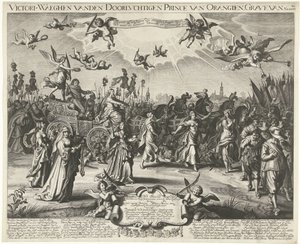 腓特烈-亨利凯旋的寓意，1629 年
Victori-Waeghen vanden Doorluchtigen Prince van Orangien，Grave van Nassou 等。(物品上的标题） 作者 丹尼尔·范登布雷登
