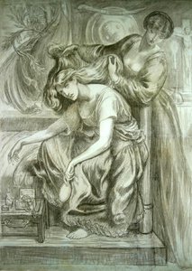 苔丝狄蒙娜的死亡之歌（纸上黑、红粉笔画） 作者 但丁·加布里埃尔·查尔斯·罗塞蒂