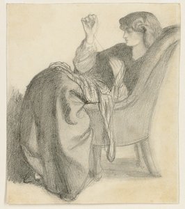 Lachesis：1860年代坐在椅子上缝制的Jane Morris的研究 作者 但丁·加布里埃尔·查尔斯·罗塞蒂