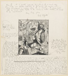 St Cecilia The Moxon Tennyson，c.1857（木版画和铅笔在纸上） 作者 但丁·加布里埃尔·查尔斯·罗塞蒂