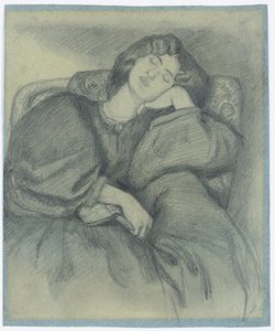 研究简·莫里斯（Jane Morris）睡在软垫扶手椅上的情况，