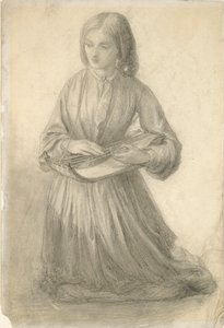 伊丽莎白-西达尔演奏弦乐器，约1852年 作者 但丁·加布里埃尔·罗塞蒂