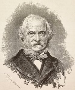 意大利政治家和作家泰伦齐奥-马米亚尼（Terenzio Mamiani，1799-1885 年）的肖像，根据但丁-保洛奇（Dante Paolocci）的绘画和德拉-瓦莱（Della Valle）的照片雕刻而成，摘自《意大利画报》第 12 年第 22 期，5 月 31 日