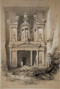 El Kasne, Petra, 摘自《圣地》，由L. Stroobant刻制 作者 大卫（后）罗伯茨