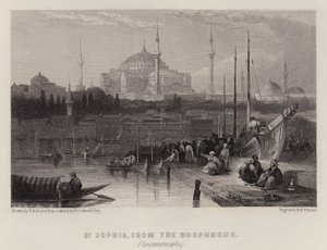 St Sophia, from the Bosphorus, Constantinople (colour litho) 作者 大卫（后）罗伯茨
