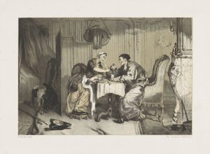 男人和女人喝咖啡 作者 荷兰皇家 Steendrukkerij van CW Mieling