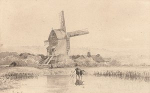 1811年在德威奇共同公园的风车给牛浇水 作者 大卫·考克斯