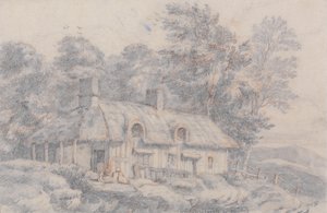 赫里福德郡的小屋，约1820年（纸上石墨）
