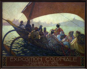 1906 年马赛殖民地展览。 David Dellepiane (1866-1932) 绘画，海报模型，布面油画