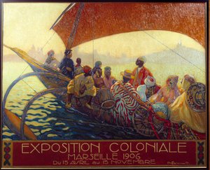 殖民主义：马赛的殖民主义国家展览的海报。海报由David Dellepiane（1866-1932）创作。1906年马赛，海洋博物馆 - 殖民主义：马赛国家殖民展览的海报，作者是David Dellepiane（1866-1932）。1906.