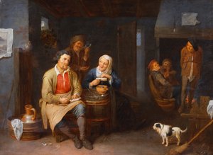 1647年，有农民吸烟旅馆的内部