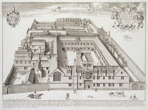 牛津大学圣体学院，摘自《牛津大学画报》，1675年出版（雕刻）。 作者 大卫·洛根（David Loggan）