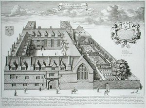 牛津大学耶稣学院，选自《牛津大学图解》，1675年出版（雕刻）。 作者 大卫·洛根（David Loggan）