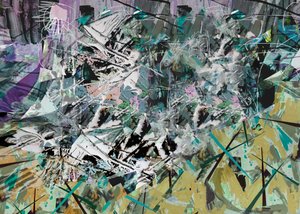 Tanglewood, 2017, 木板上的混合媒体。 作者 大卫·麦康诺奇