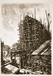 建造班轮，插图选自乡村生活有限公司出版的《西部前线》。 作者 大卫·缪尔黑德·博恩