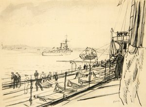 来自战舰后甲板，插图选自乡村生活有限公司出版的《西部前线》。 作者 大卫·缪尔黑德·博恩
