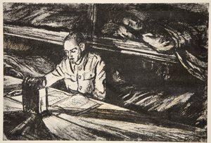 夜间的医院船：勤务兵》，插图选自《西线》，乡村生活有限公司出版 作者 大卫·缪尔黑德·博恩