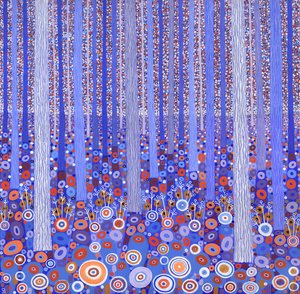 蓝橙森林》，2015 年（丙烯酸画布）
