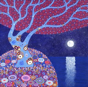 午夜之月，2016（丙烯酸画布） 作者 大卫·牛顿