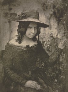 摄像工作。戴草帽的女孩, 1912.创作人。David Octavius Hill, Robert Adamson.