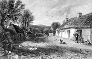 Burn&39;s Cottage，1840年出版的约翰威尔逊的“伯恩斯之地”的插图