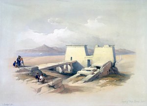 努比亚瓦迪萨布阿的寺庙"，19世纪 作者 大卫·罗伯茨、路易斯·哈格
