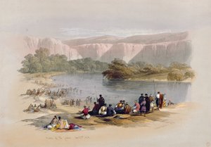 约旦的银行，1839年4月2日，在“圣地”第二卷中排名48，由Louis Haghe（1806-85）酒吧刻。 1843 作者 大卫·罗伯茨