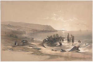 凯法斯山（Cariaphas）望向卡梅尔山（Mount Carmel），1839年。 作者 大卫·罗伯茨
