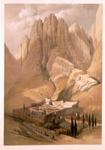 1839年2月19日，圣凯瑟琳修道院与霍雷布山，从“圣地”第三卷的118号板块，由Louis Haghe（1806-85）酒吧刻。 1849年