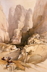 1839年3月10日佩特拉入口，“圣地”第三卷的98号板块，由Louis Haghe（1806-85）酒吧刻。 1849年