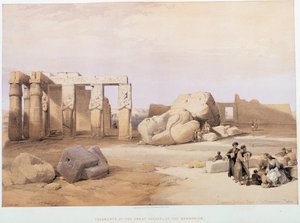 1849 年伦敦“圣地”的 Memnonium 中的巨像碎片 作者 大卫·罗伯茨