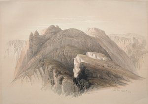 Gebil Hor。霍山（Mount Hor），来自佩特拉悬崖环绕，1839年。 作者 大卫·罗伯茨