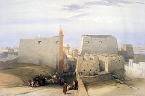 卢克索神庙大入口"：根据苏格兰艺术家大卫-罗伯茨（1796-1864 年）的水彩画绘制的石版画。古埃及 考古学 建筑学 作者 大卫·罗伯茨
