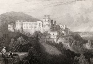 Heidleberg城堡，Heidleberg，由JTWillmore在“莱茵河朝圣者”中刻下，于1840年出版 作者 大卫·罗伯茨