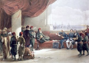 1839年5月12日在埃及亚历山大的宫殿里采访埃及总督，19世纪 作者 大卫·罗伯茨