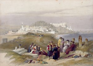 Jaffa，古代Joppa，1839年4月16日，来自“圣地”第二卷的第61页，由Louis Haghe（1806-85）酒吧刻。 1843 作者 大卫·罗伯茨
