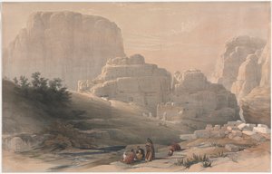 佩特拉，山谷低端，观赏雅典卫城，1839年。 作者 大卫·罗伯茨