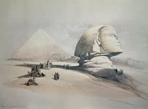 吉萨的Sphynx。平版印刷 作者 大卫·罗伯茨