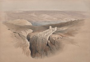 望着摩押的死海，1839年。 作者 大卫·罗伯茨