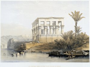 菲莱的 Hypaethral 神庙，被称为法老之床 - 在“圣地”中，1849 年伦敦 作者 大卫·罗伯茨